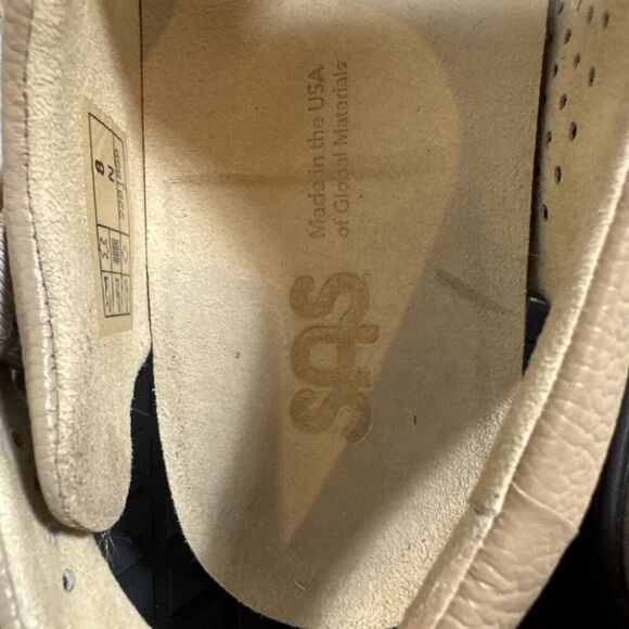 SAS Womens Size 8N Relaxed Beige Leather Flats Sandals Comfortable Orthopedic - Picture 6 of 10